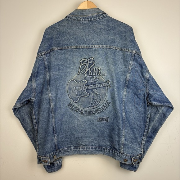 The Unbranded Brand Other - Rare BB King Denim Concert Tour Jean Jacket Music Blues Trucker Style Blue 2XL